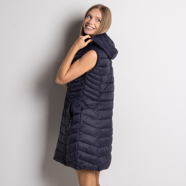 Син дамски елек с качулка – големи размери XXL–6XL