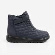 Сини дамски ватирани боти с цип и велкро лепенка за коригиране, на олекотена подметка