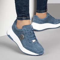 Сини дамски маратонки от естествена кожа – комфорт през целия ден