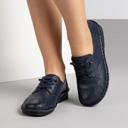 Сини дамски обувки за всеки ден – шита подметка