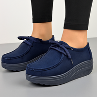 Сини дамски обувки от естествен велур с Walkmaxx подметка