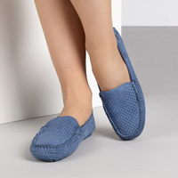 Сини удобни дамски мокасини със стелка от естествена кожа