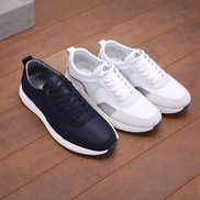 Стилни бели мъжки спортни обувки от естествена кожа