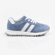 Удобни сини дамски маратонки от естествен велур с перфорация