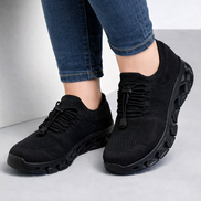 Черни дамски безшевни маратонки с ластични връзки и супер удобно ходило – комфорт през целия ден