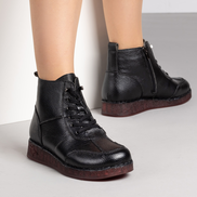 Черни дамски боти – комфортен модел с цип и ластик