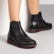 Черни дамски боти от естествена кожа със цип – комфортна подметка