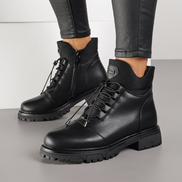 Черни дамски боти от естествена кожа – удобен и стилен модел със стабилна подметка за ежедневие