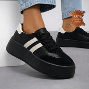 Черни дамски кожени кецове с перфорация и олекотена подметка – удобство и стил за всеки ден