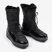 Черни дамски непромокаеми апрески с лакирана част и олекотено ходило