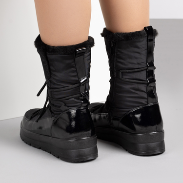 Черни дамски непромокаеми апрески с лакирана част и олекотено ходило