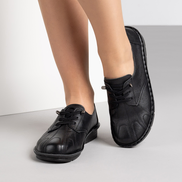 Черни дамски обувки за всеки ден – шита подметка