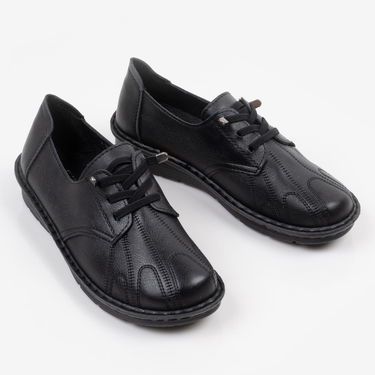 Черни дамски обувки за всеки ден – шита подметка