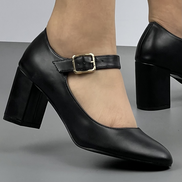Черни дамски обувки на среден ток B8296-1