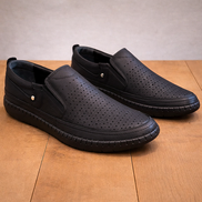 Черни ежедневни мъжки мокасини от естествена кожа