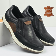 Черни мъжки мокасини от естествена кожа K331-1