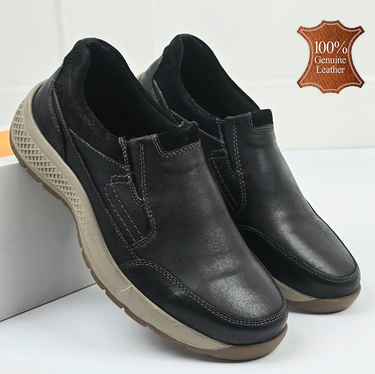 Черни мъжки мокасини от естествена кожа K334-1