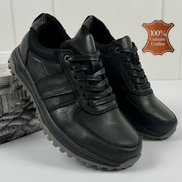 Черни мъжки обувки с връзки от естествена кожа K327-1