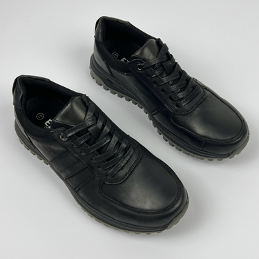 Черни мъжки обувки с връзки от естествена кожа K327-1