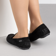 Черни удобни дамски мокасини със стелка от естествена кожа