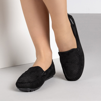 Черни удобни дамски мокасини със стелка от естествена кожа