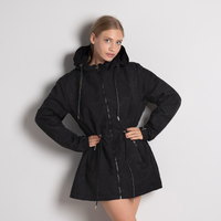 Черно дамско спортно яке – зимно, водоустойчиво и топло, размери L–4XL