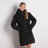 Черно дамско яке с модерен цип на качулката