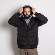 Черно мъжко ватирано яке с два ципа и махаща се качулка - топло, удобно и практично